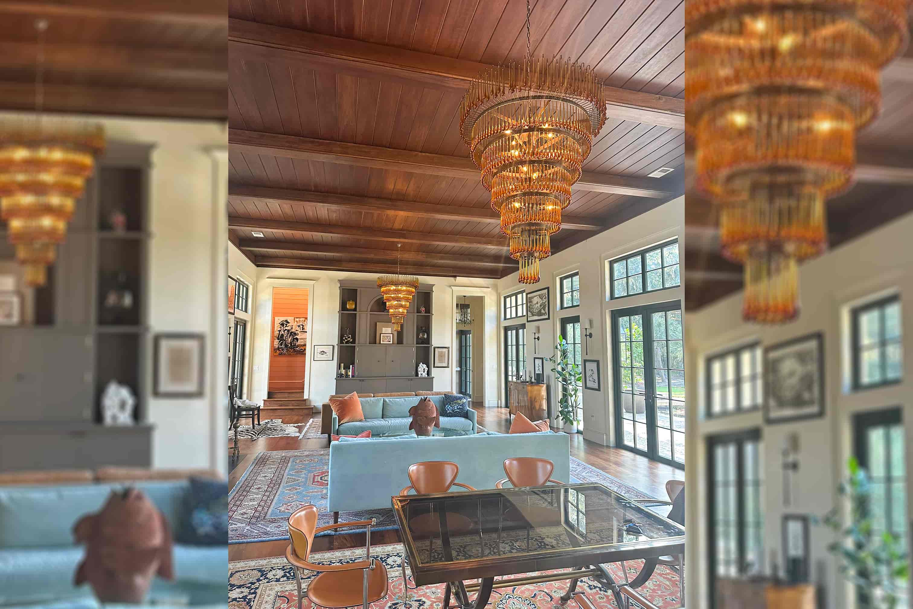 lampadario in cristallo di murano e strass per una villa a londra
